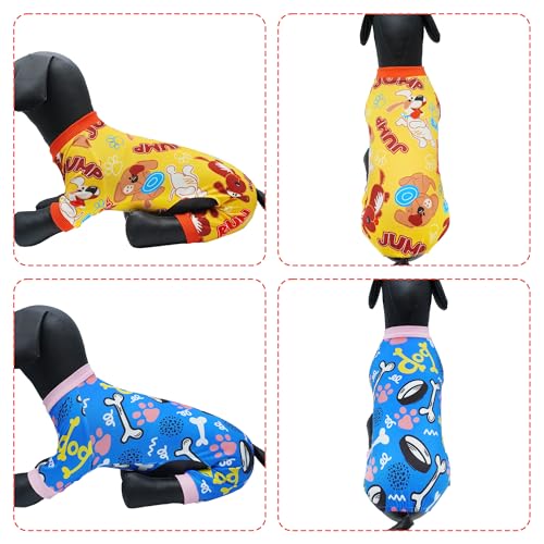 2PCS Dog Pajamas for Extra Small Xs Sized Doggie Pjs Clothes Puppy Onesies Outfits Pet Jammies Boy Girl Male Female Apparel Soft Strechy Paw Bone Print XS