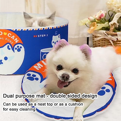 Ramen Noodle Cat Bed (23.6"L x 23.6"W x 10.2"Th / blue)