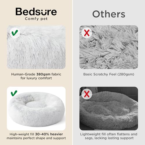 Calming XL Dog Bed Donut Washable Extra Large Pet Bed (45"L x 45"W x 10"Th / Frost Grey)