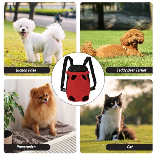 Dog Carrier Backpack Pet Legs Out Front Cat Travel Bag (Medium / Red)