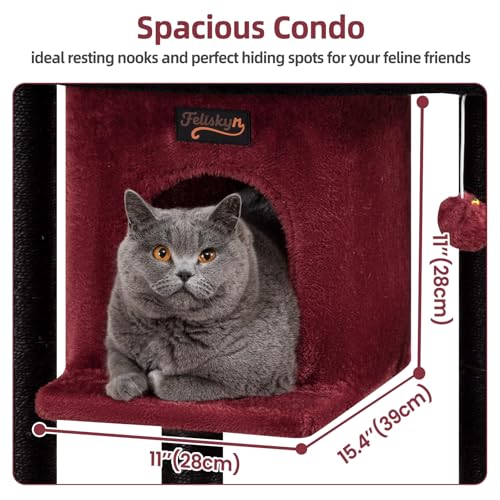 Cat Tree Tower Scratching Post for Indoor Large Adult Cats with Perch Bed (Black / 28 Inches)