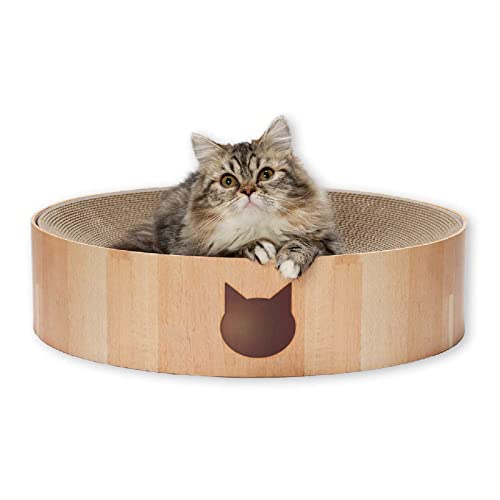 Necoichi Cat Scratcher Bowl for Indoor Cats (Large / Bowl Oak)