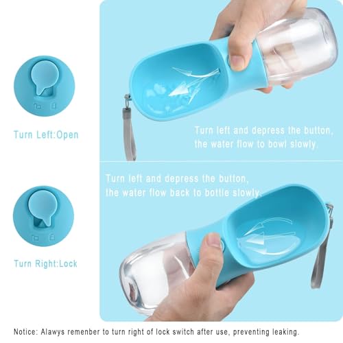 Dog Water Bottle Portable with Food Container & Filter for Travel (#01 Blue / 10oz)