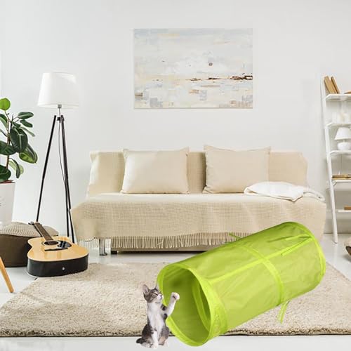 Cat Tunnel for Indoor Small Cats Kittens Rabbits (20 Inch (Pack of 3) / Light Green)