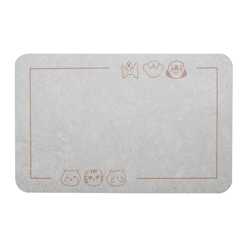 Cat Pet Food Mat (Beige / 18.1"L x 11.8"W)