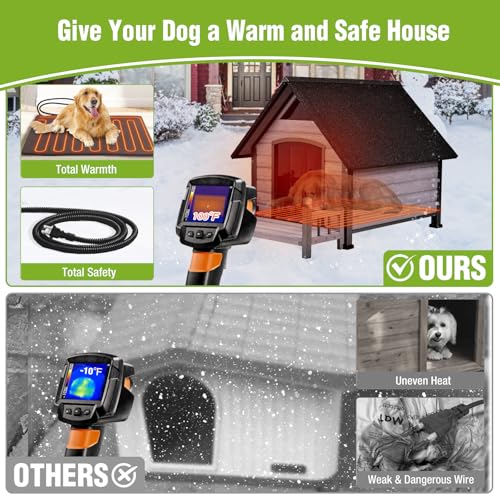Heated Dog House for Outside Dog Kennel with Insulated Line and Heating Pad