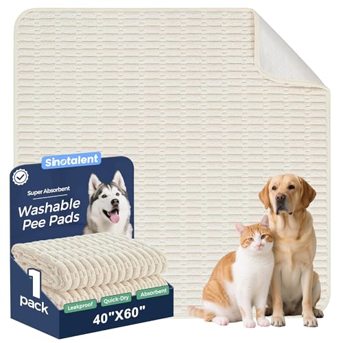 Washable Pee Pads for Dogs Puppy Pad (Cream White / 40"x60"(Pack of 1))