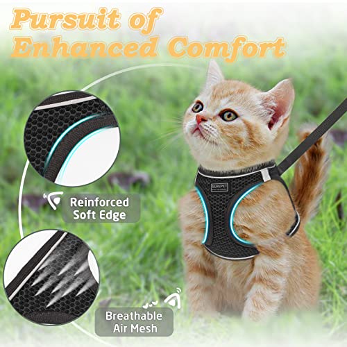 Cat Harness and Leash for Walking Escape Proof (XXS / Black)