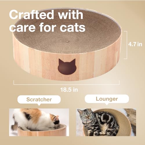 Necoichi Cat Scratcher Bowl for Indoor Cats (Large / Bowl Oak)