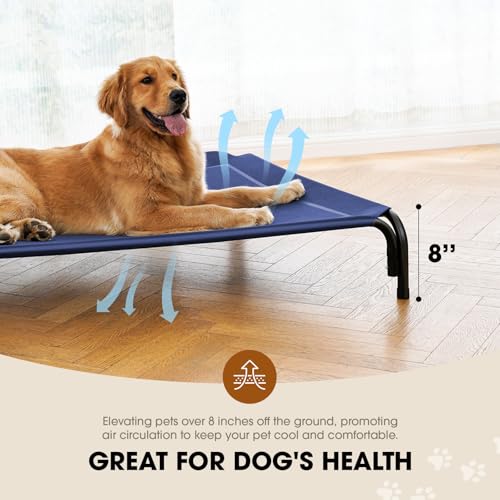 Outdoor Elevated Dog Bed for Large Sized Dogs (L(43.30"x31.90"x8.00") / Navy Blue)