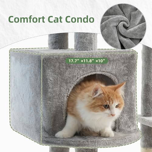 55.1'' Cat Tree Tower for Indoor Cats (55.1 inch / Light gray)