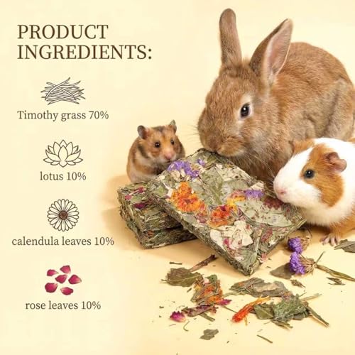 20pcs Rabbit Timothy Hay Chew Toys with Herbal Flowers for Small Pets