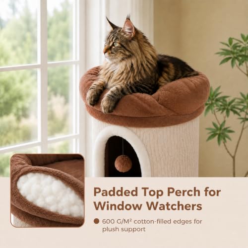 68.5" Modern Cat Tree Tower with 4 Condos & Soft Top Bed (Beige / 69" Forest Cat Tree)