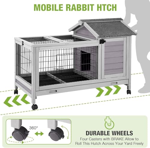 Rabbit Hutch 2 (Grey / 40.4"L x 23.6"W x 28.3"H)