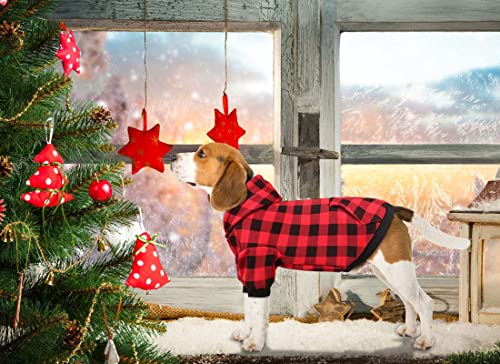 Dog Hoodie Sweater Red Buffalo Plaid Pet Clothes Warm and Soft Breathable Cozy Medium Pet Hoodie Dog Sweaters for Medium Dogs with Pocket (Medium)