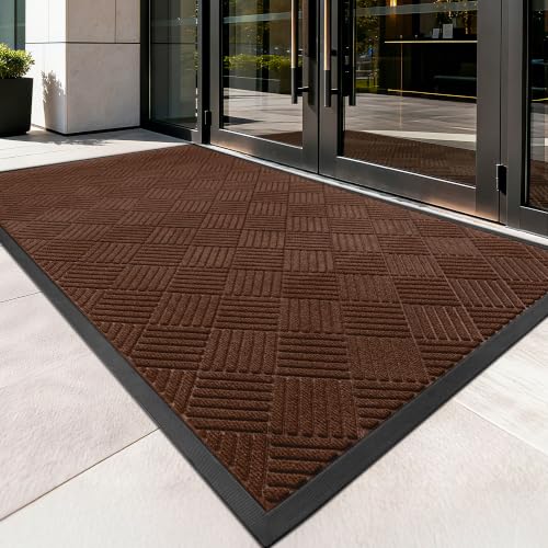 Front Door Mat (3' x 4' (Rectangular) / Brown Diamond)