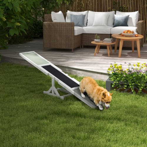Wooden Dog Agility Seesaw for Exercise 71" L x 12" W x 12" H White (70.75" x 11.75" x 11.75" / White)