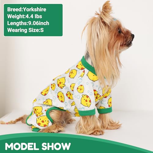 Dog Pajamas Small Sized Dogs Stretchable Summer Dog Clothes Pjs 4 Legs Girl Boy Cute Soft Puppy Outfits Doggie Cat Jammies Jumpsuit Sleeper for Pet (Little Bird / Large (Chest 17in ))