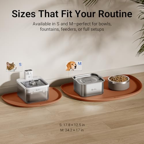 Cat Food Mat Silicone Waterproof Feeding Mat (18"L x 12.5"W / Coral)