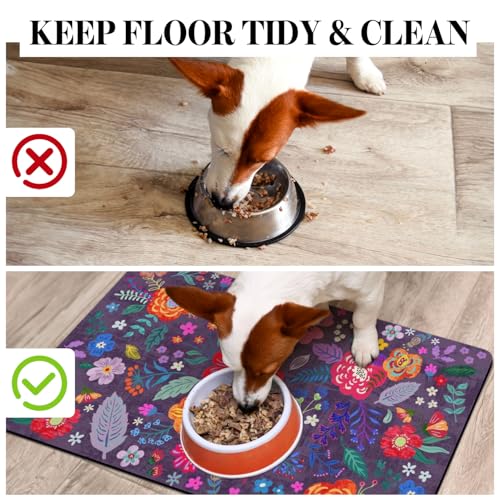 Dog Food Mats for Floors (Purple / 32"L x 24"W)