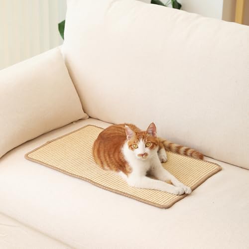 2 Packs Cat Scratching Mat (Beige-2 Packs-19.6 x 11.8 Inch)