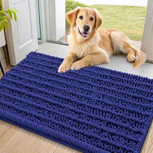 Dog Door Mat for Muddy Paws 36x24 (Layered-Navy Blue / 36"X24")
