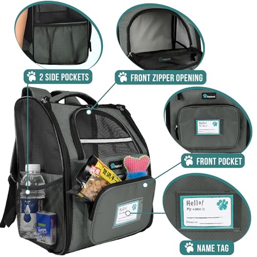 Dog Backpack Carrier for Small Large Cat (Dark Gray)