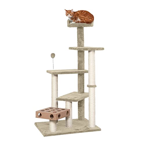 49.5" Tall Cat Tree for Indoor Cats (Cat Tower / Playstairs Playground (Cream))