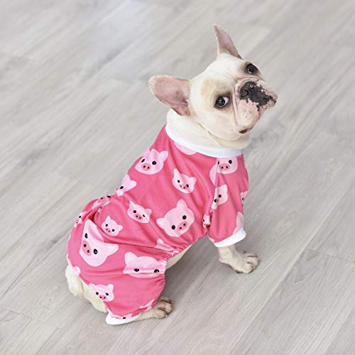 Dog Halloween Pajamas Puppy Onesies Small Dogs Soft Pjs Coat Cat Apparel Comfy Pet Christmas Clothes Outfit Doggie Bodysuit (XX-Large / A04-Pink pig)