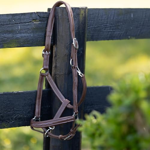 Warren Soft Adjustable Genuine Leather Horse Halter (Light Brown / Cob)