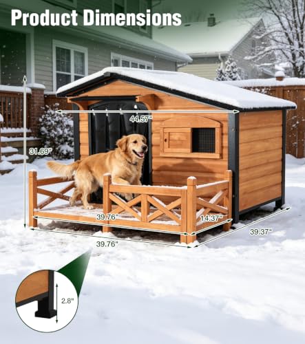 Heated Dog House for Outside Iron Frame Outdoor Shelter