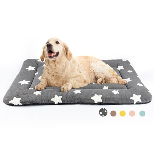 Dog Crate Pad Dog Bed for Crate Washable Flat Pet Kennel Mat Cute (42''L x 27''W x 1.5''Th / Grey)