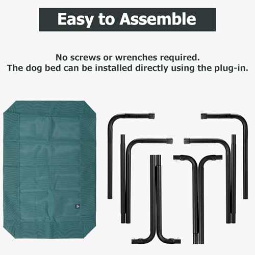 Elevated Dog Bed for Outdoor (Green / 59"L x 37"W x 9"Th)