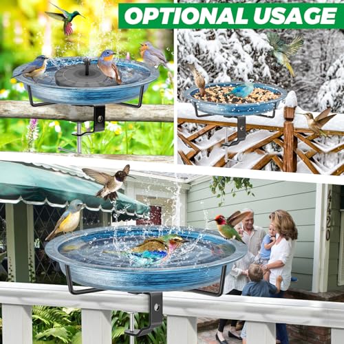 Deck Mounted Bird Bath Outside (Retro Blue)