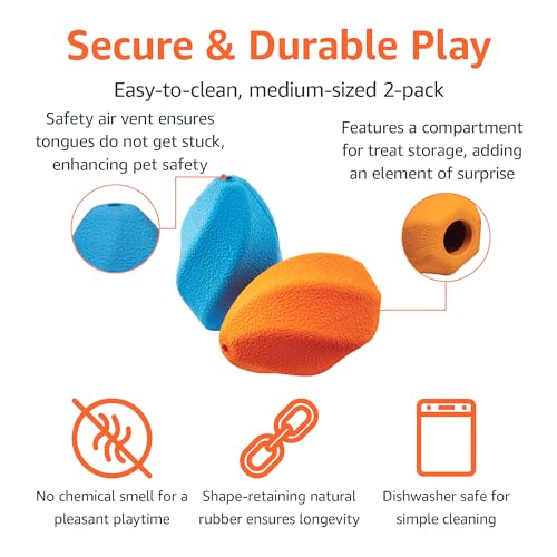 Interactive Durable Natural Rubber Dog Treat Dispensing Enrichment Chew Toy for Medium Dogs (Medium)