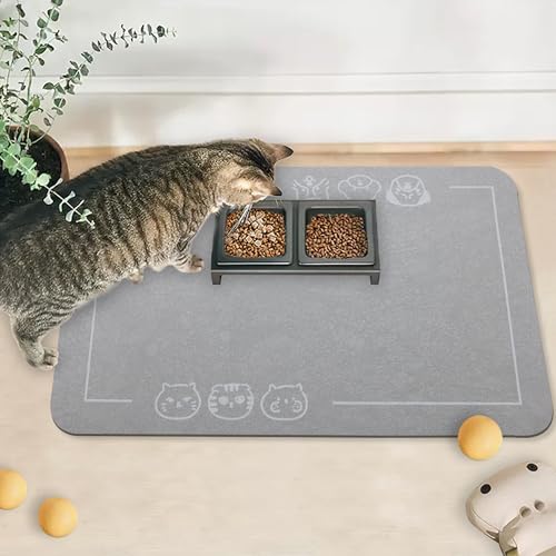 Pet Food Mat Non (Gray / 24"L x 16.9"W)