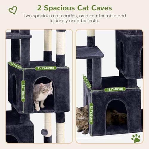 Heavy Duty Cat Trees for Big Cats Maine Coon (Dark Grey / 61inch)