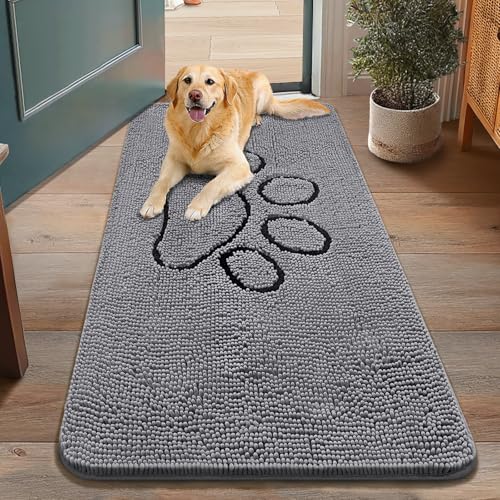 Dog Door Mat for Muddy Paws (48"X30" / Grey and Black)