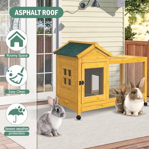 Outdoor Wooden Rabbit Cage (Yellow)