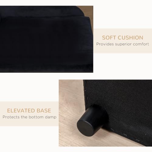 Luxury Fancy Dog Couch with Hidden Storage for Puppies (Black)