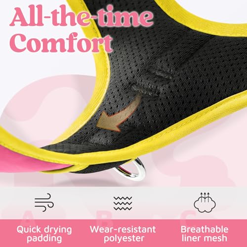 Dog Harness for Large (Pink & Yellow / Large)