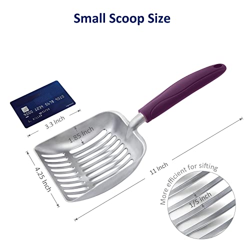 Cat Litter Scoop (Small / FLAT Aluminum \ #07 Violet Handle)