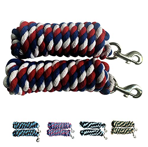 Pack of 2 Solid Cotton Lead Rope for Horses & Livestock (Patriotic)