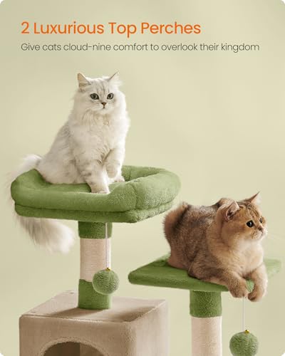 Cat Tree 59.5 (59.5 Inches / Grass Green + Camel Brown)