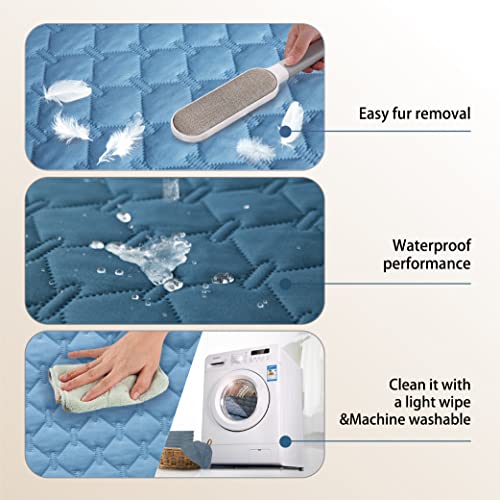 Waterproof Pet Blanket for Bed (52x82 Inch (Pack of 1) / Dark Blue/Light Blue)