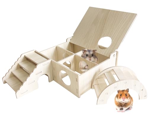 Multi Chamber Wooden Hamster Hideout & Tunnel with Secret Peep Shed (4-Chamber Hamster Maze)