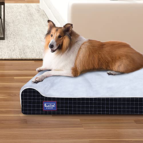 Orthopedic Dog Bed (50.0"L x 36.0"W x 10.0"Th / Black Grid Gray)