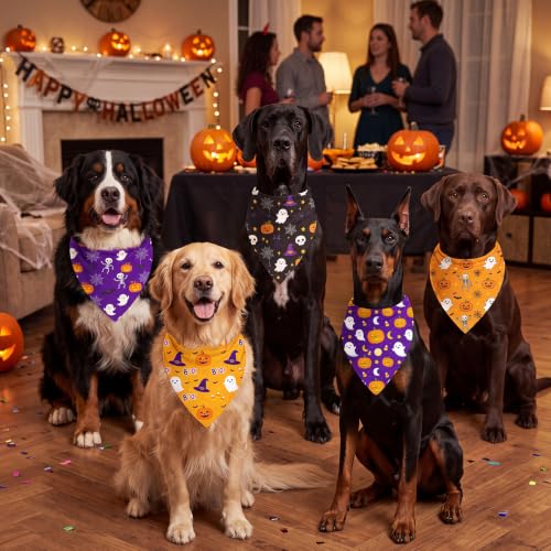 50 Pcs Halloween Dog Bandanas Bulk for Charm Large Pets (Halloween / 31.5 x 21.7 x21.7 Inch)