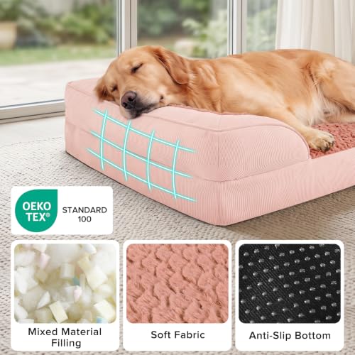 Orthopedic Extra Large Dog Bed (Pink / XXL (48"x 35"x 8"))