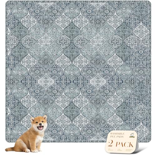 2PACK Washable Pee Pads for Dogs (72x72 Inch (Pack of 2) / Blue/Multi)